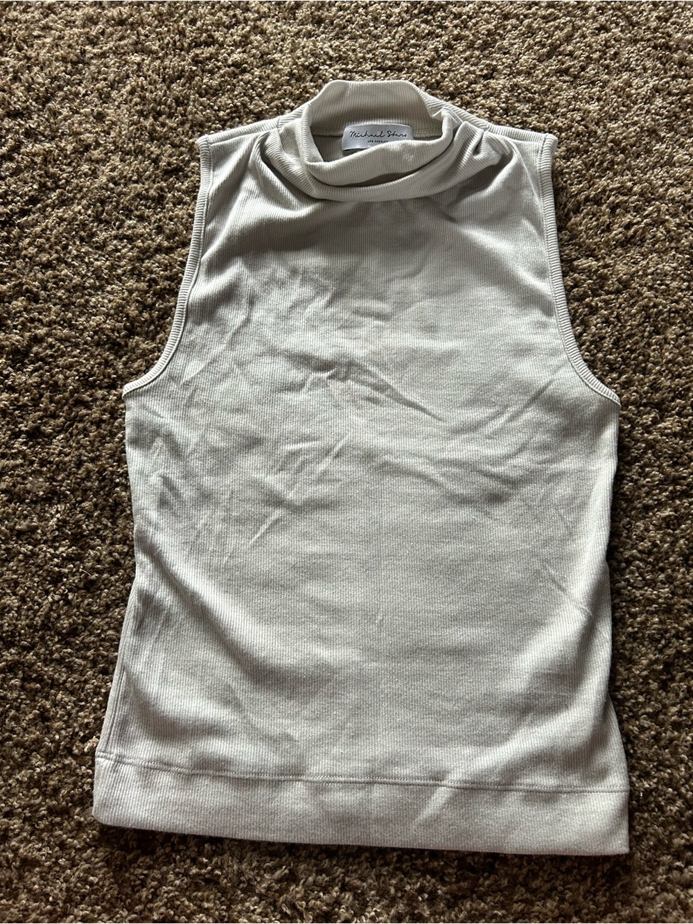 Michael Stars Sleeveless Mock Neck Tank in Light Cream